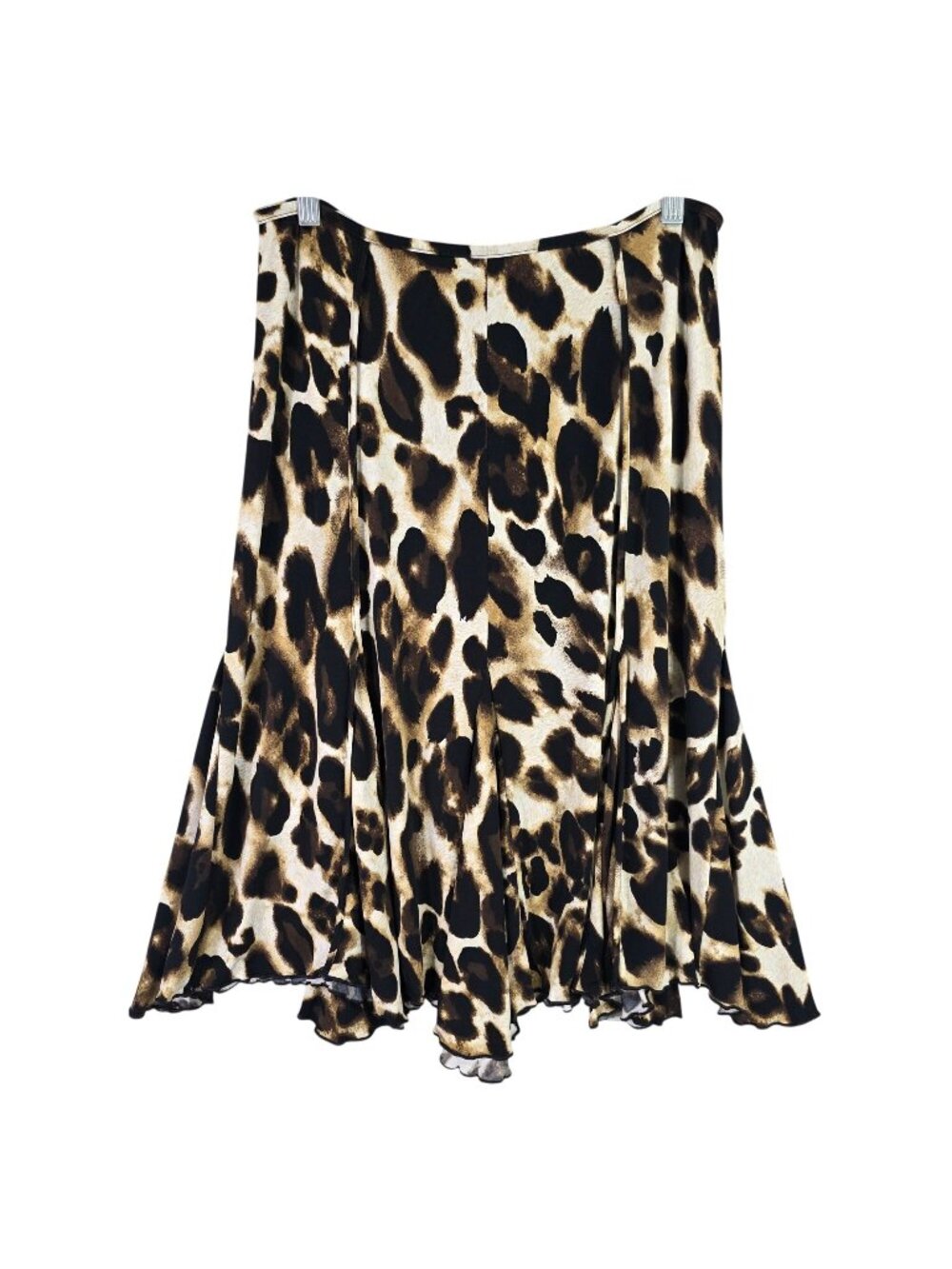 Womens Grace Elements Brown & Black Animal Print Midi Skirt Polyester Stretch M